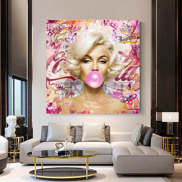 Marilyn Bubble Gum Canvas Wall Art: Exquisite Décor