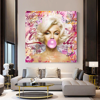 Marilyn Bubble Gum Canvas Wall Art: Exquisite Décor-GraffitiWallArt