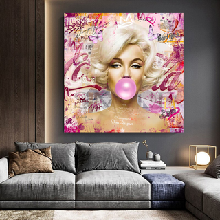 Marilyn Bubble Gum Canvas Wall Art: Exquisite Décor-GraffitiWallArt