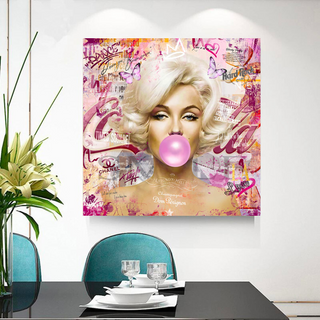 Marilyn Bubble Gum Canvas Wall Art: Exquisite Décor-GraffitiWallArt