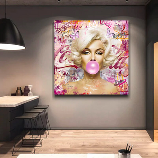 Marilyn Bubble Gum Canvas Wall Art: Exquisite Décor-GraffitiWallArt