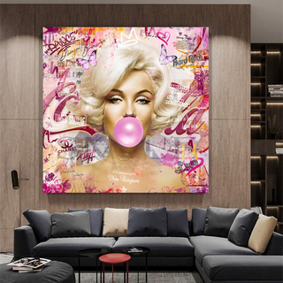 Marilyn Bubble Gum Canvas Wall Art: Exquisite Décor-GraffitiWallArt