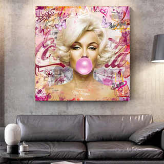 Marilyn Bubble Gum Canvas Wall Art: Exquisite Décor-GraffitiWallArt