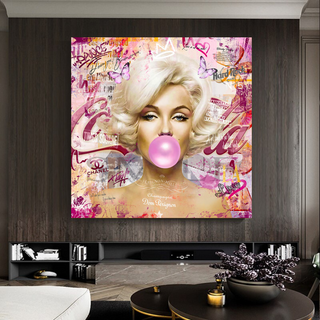 Marilyn Bubble Gum Canvas Wall Art: Exquisite Décor-GraffitiWallArt