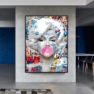 Marilyn Bubble Gum Wall Art: Vibrant Pop Art Design-GraffitiWallArt