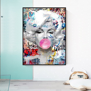 Marilyn Bubble Gum Wall Art: Vibrant Pop Art Design-GraffitiWallArt