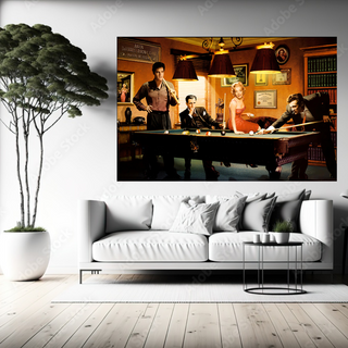 Marilyn, Elvis and James Dean Canvas Art: Snooker-GraffitiWallArt