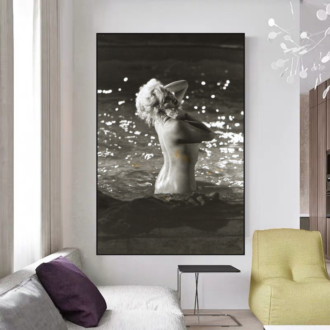 Marilyn Monroe Black & White Canvas Wall Art-GraffitiWallArt