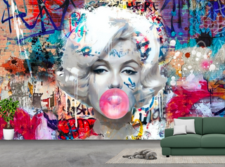 Marilyn Monroe Bubble Gum Wallpaper Mural – Wall Decor-GraffitiWallArt