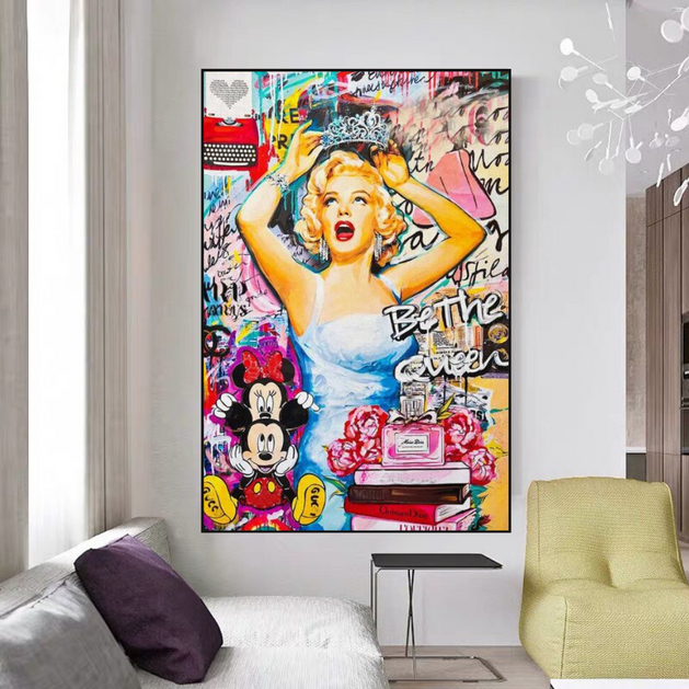 Marilyn Monroe Canvas Wall Art: Be the Queen-GraffitiWallArt