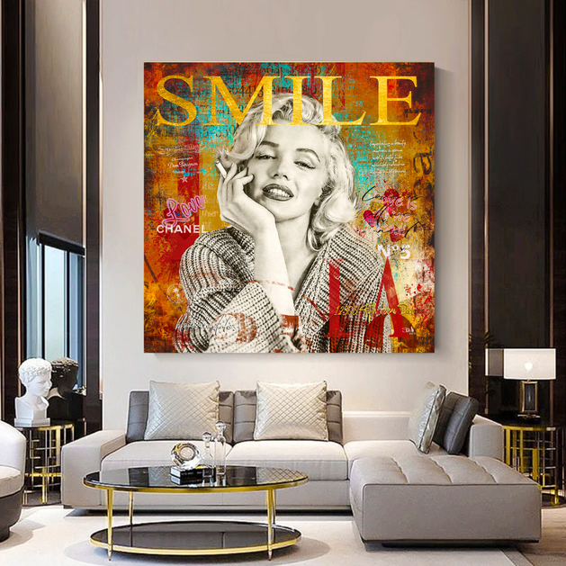 Marilyn Monroe Canvas Wall Art - The Perfect Smile-GraffitiWallArt