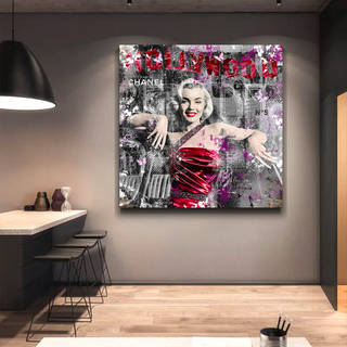 Marilyn Monroe in Red Canvas Wall Art - Beautify Your Space-GraffitiWallArt