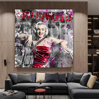 Marilyn Monroe in Red Canvas Wall Art - Beautify Your Space-GraffitiWallArt