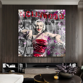 Marilyn Monroe in Red Canvas Wall Art - Beautify Your Space-GraffitiWallArt