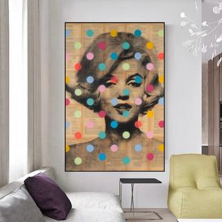 Marilyn Monroe Polka Dots Canvas Wall Art-GraffitiWallArt