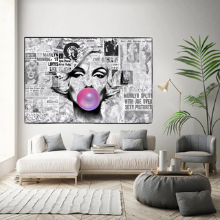 Marilyn Newspaper Canvas Wall Art: Bubble's Creation-GraffitiWallArt