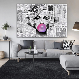 Marilyn Newspaper Canvas Wall Art: Bubble's Creation-GraffitiWallArt