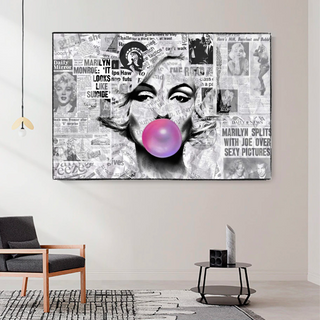 Marilyn Newspaper Canvas Wall Art: Bubble's Creation-GraffitiWallArt