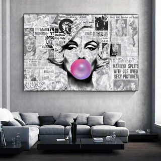 Marilyn Newspaper Canvas Wall Art: Bubble's Creation-GraffitiWallArt