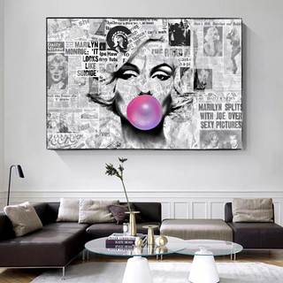 Marilyn Newspaper Canvas Wall Art: Bubble's Creation-GraffitiWallArt