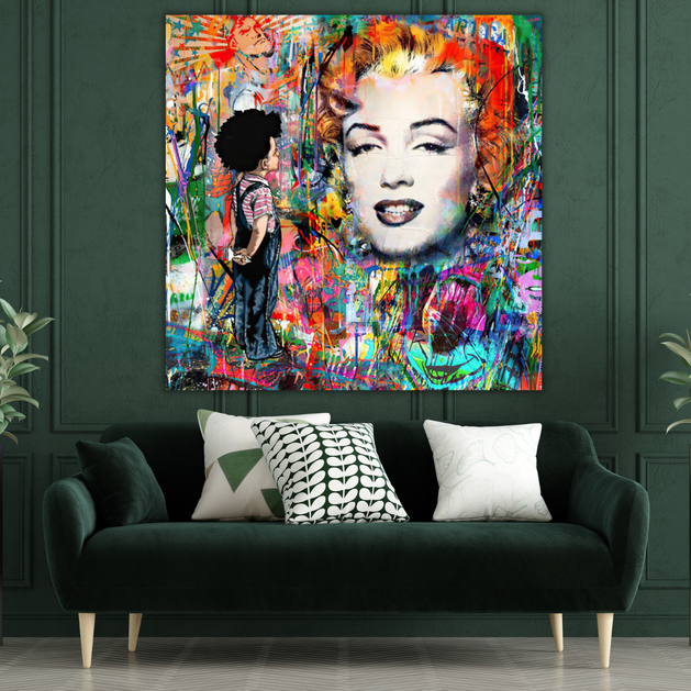 Marilyn Pop in the Blue Wall Art: Exclusive and Captivating-GraffitiWallArt