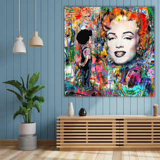 Marilyn Pop in the Blue Wall Art: Exclusive and Captivating-GraffitiWallArt