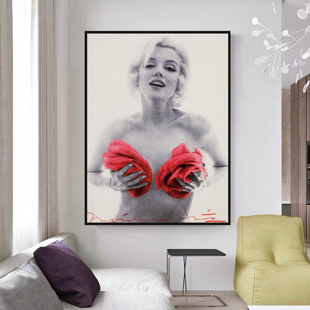 Marilyn Red Flowers Wall Art: Captivating and Timeless