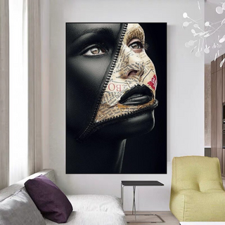 Masked Girl Canvas Wall Art - Zipper Girl-GraffitiWallArt