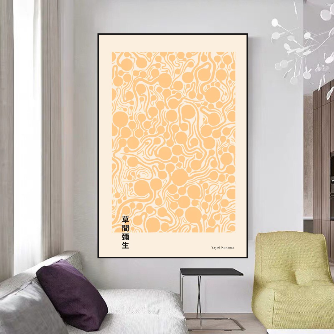 Matisse Flowers Leaf Coral Lemon Abstract Wall Art Canvas Wall Art-GraffitiWallArt