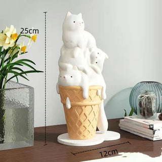 Melted Ice Cream Cat Statues Sculpture Ornament-GraffitiWallArt