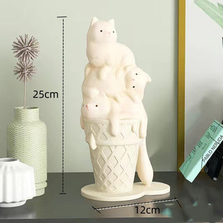 Melted Ice Cream Cat Statues Sculpture Ornament-GraffitiWallArt