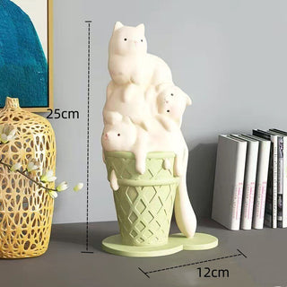 Melted Ice Cream Cat Statues Sculpture Ornament-GraffitiWallArt