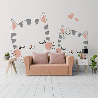 Meow Cat Theme Nursery Wallpaper - Transform Your Space-GraffitiWallArt