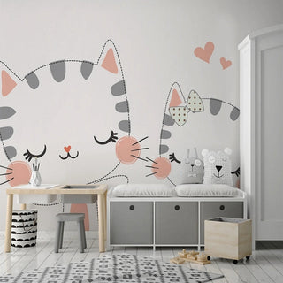 Meow Cat Theme Nursery Wallpaper - Transform Your Space-GraffitiWallArt