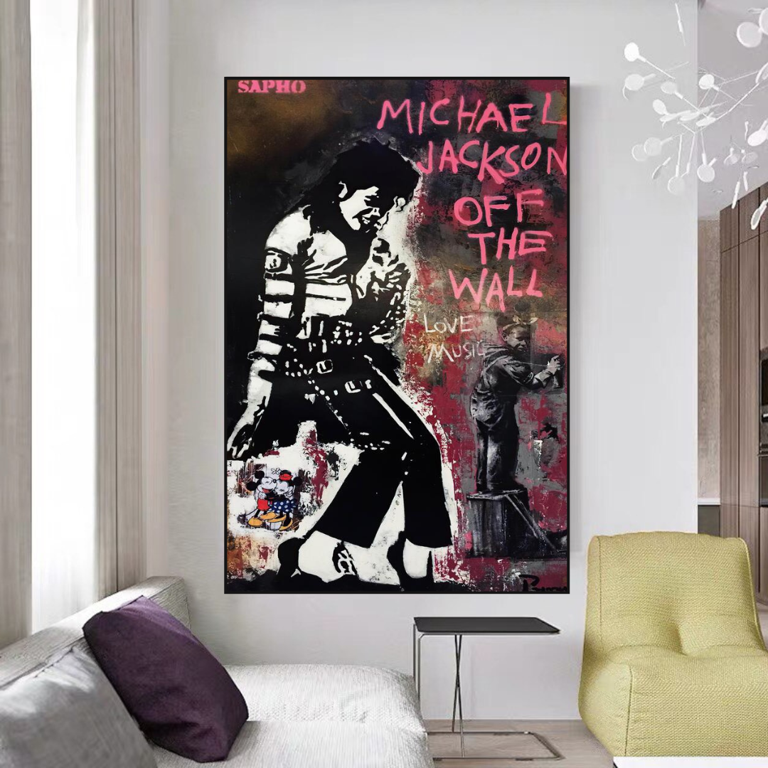 Michael Jackson Singer Off the Wall Graffiti - Mickey and Minnie Love Canvas Wall Art-GraffitiWallArt