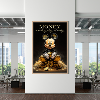 Mickey Mouse Trading Money Motivational Quote Canvas Wall Art-GraffitiWallArt