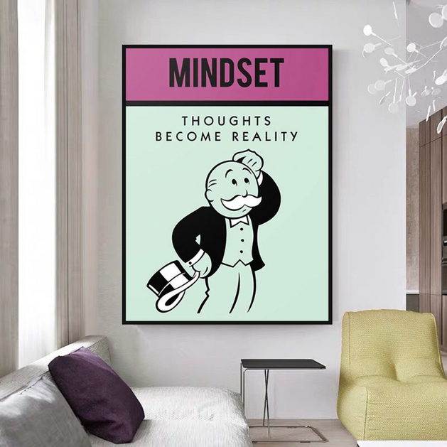 Mindset Thoughts Become Reality - Monopoly Canvas Wall Art-GraffitiWallArt