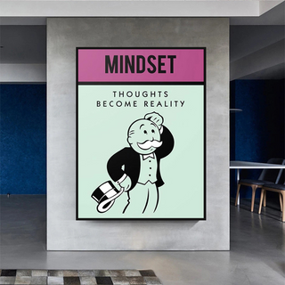 Mindset Thoughts Become Reality - Monopoly Canvas Wall Art-GraffitiWallArt