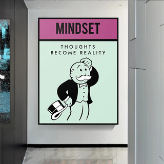 Mindset Thoughts Become Reality - Monopoly Canvas Wall Art-GraffitiWallArt