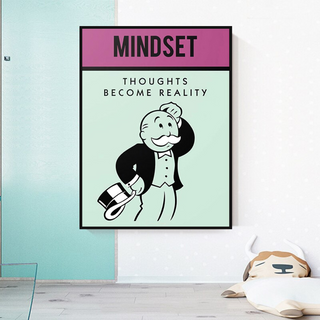 Mindset Thoughts Become Reality - Monopoly Canvas Wall Art-GraffitiWallArt