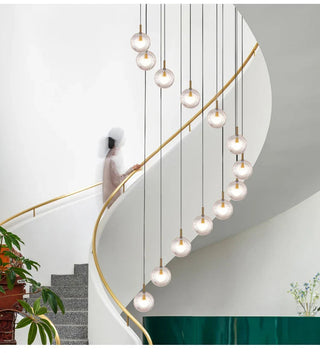 Minimalist Glass Stone Pendant Staircase Chandelier Lighting-GraffitiWallArt