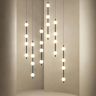 Minimalist Pole Globes Pendant Staircase Chandelier