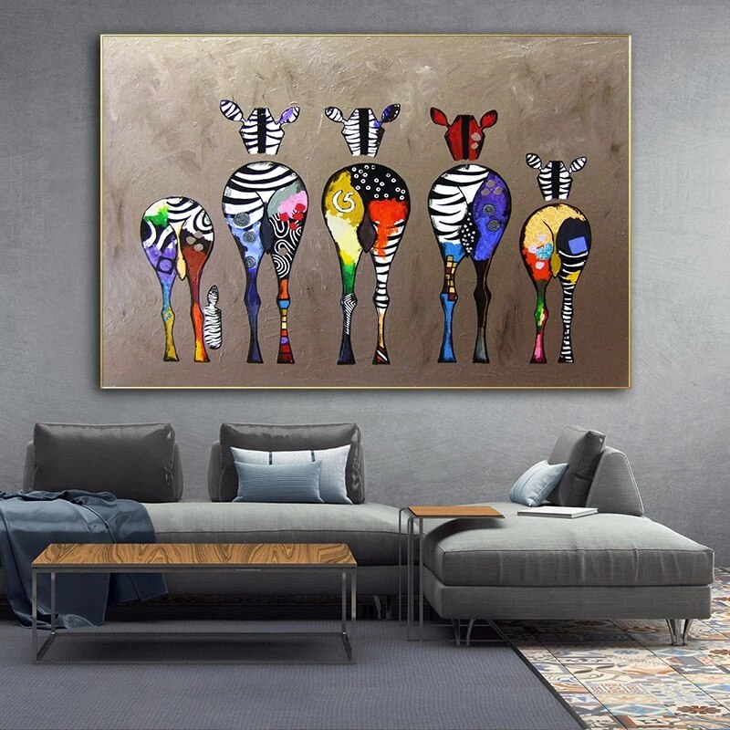 Modern Abstract Zebra Canvas Wall Art-GraffitiWallArt