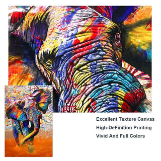 Modern Art Colourful Elephant Canvas Wall Art-GraffitiWallArt