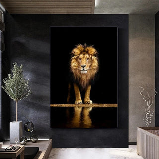 Modern Art Lion In The Dark Canvas Wall Art-GraffitiWallArt