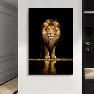 Modern Art Lion In The Dark Canvas Wall Art-GraffitiWallArt