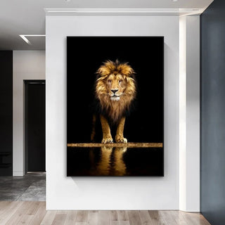 Modern Art Lion In The Dark Canvas Wall Art-GraffitiWallArt