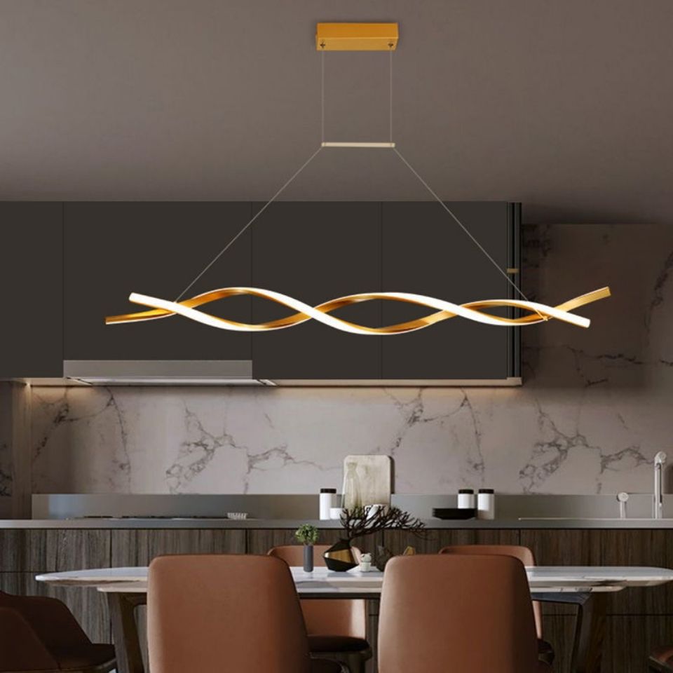 Modern LED Pendant Lamp, Dimmable Black Gold Chandelier-GraffitiWallArt