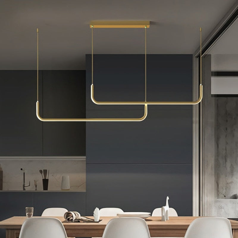 Modern Minimalist LED Pendant Lamp Black Gold-GraffitiWallArt