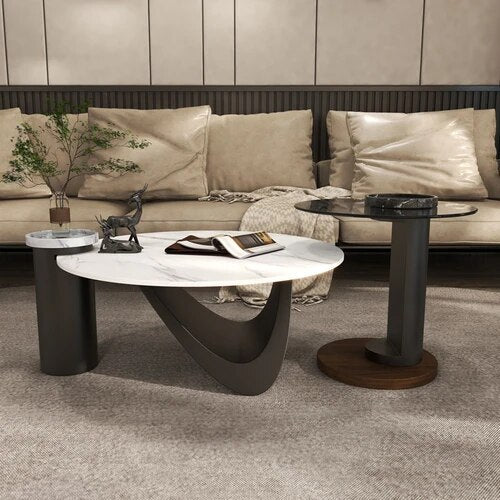 Modern Round Metal Side Table for Office and Living Room-GraffitiWallArt